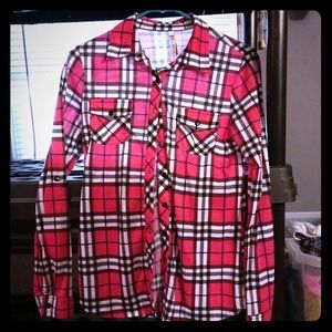 Pink plaid button up